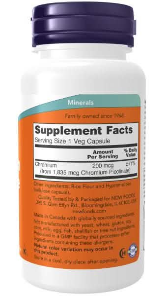 Now Chromium Picolinate 200 mcg * 100 - A2D LIMITED @Ashbiz
