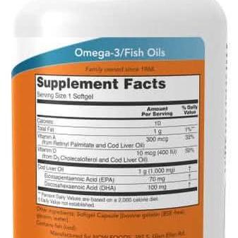 Cod Liver Oil 1000 mg * 90 (Now)