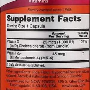 Now Vitamin D3 and K2 120's