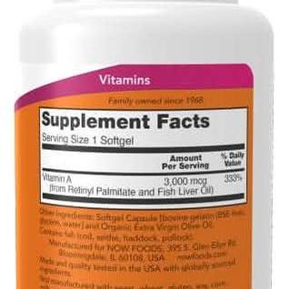 Vitamin A 10000 IU - 100 Soft gels (Now )