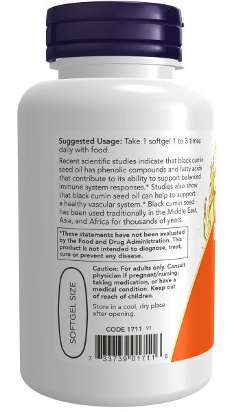 Now Black Cumin Seed Oil capsules 1000mg * 60 - A2D LIMITED @Ashbiz