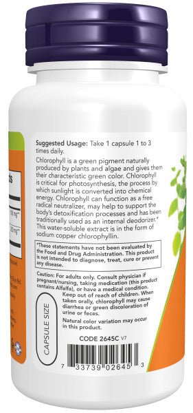 Now Chlorophyll 100 mg * 90 Veg Capsules - A2D LIMITED @Ashbiz