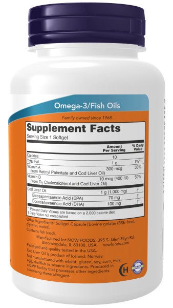 Now Cod Liver Oil 1000 mg * 90 - A2D LIMITED @Ashbiz
