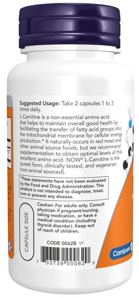 Now L - Carnitine 250 mg * 60 - A2D LIMITED @Ashbiz