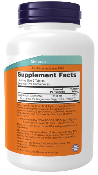 Now Magnesium Glycinate 200mg * 180 - A2D LIMITED @Ashbiz