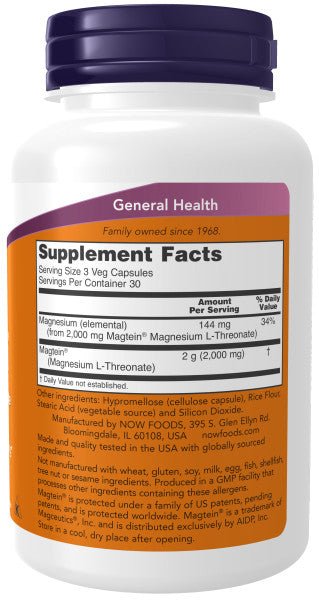 Now Magtein (Magnesium Threonate) Capsule * 90 - A2D LIMITED @Ashbiz