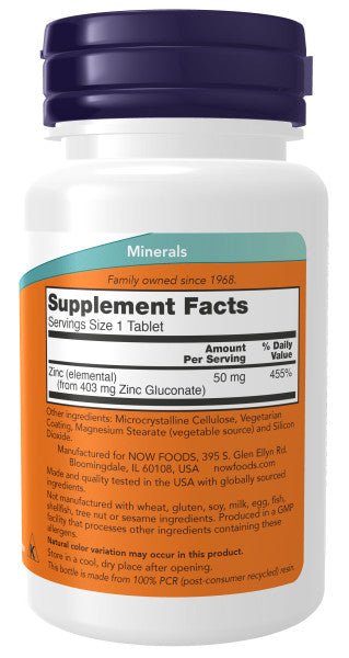 Now Zinc 50 mg * 100 - A2D LIMITED @Ashbiz